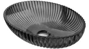 Mexen Zira γυάλινος νιπτήρας πάγκου 53 x 35 cm, μαύρος - 24175370