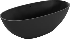 Mexen Bari ελεύθερη μπανιέρα από κογκλομεράτο 165 x 75 cm, μαύρο ματ - 57221657570