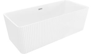 Mexen Nila ελεύθερη μπανιέρα με αυλακώσεις 170 x 75 cm, λευκή, υπερχείλιση
