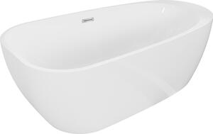 Mexen Giada ελεύθερη μπανιέρα 170 x 90 cm, λευκή γυαλιστερή, υπερχείλιση χρώμιο