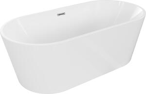 Mexen Luna ελεύθερη μπανιέρα 140 x 75 cm, λευκή, υπερχείλιση χρωμίου - 52031407500-01