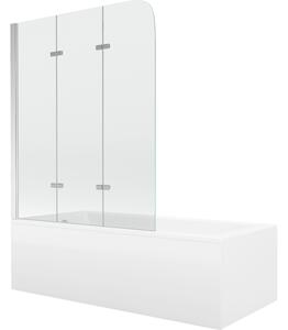 Mexen Cubik ορθογώνια μπανιέρα 150 x 70 cm με περίβλημα και παραβάν 3 φύλλων 120 cm