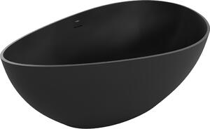 Mexen Parma ελεύθερη μπανιέρα από κογκλομεράτο 160 x 95 cm, μαύρο ματ - 57231609570