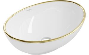 Mexen Elza νιπτήρας πάνω στον πάγκο 40 x 33 cm, λευκός/χρυσό περίγραμμα - 21014005