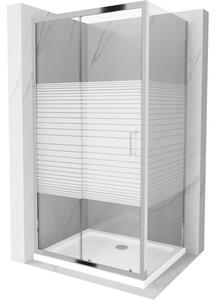 Mexen Apia καμπίνα ντους συρόμενη 100 x 70 cm, λευκές λωρίδες, χρώμιο +