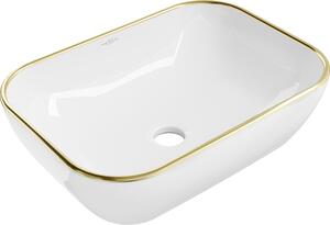 Mexen Rita επιτραπέζιος νιπτήρας 45 x 32 cm, λευκός/χρυσό χείλος - 21084505