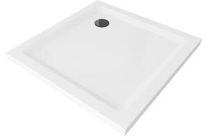 Mexen Flat τετράγωνο ντουζιέρα slim 70 x 70 cm, λευκό, μαύρο σιφόνι - 40107070B