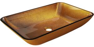 Mexen Megan γυάλινος νιπτήρας πάγκου 56 x 36 cm, χρυσός - 24135650
