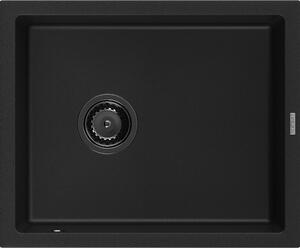 Mexen Pedro νεροχύτης γρανίτης 1-δοχείου 560 x 460 mm, μαύρος, σιφόν μαύρο