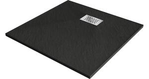 Mexen Hugo τετράγωνη ντουζιέρα SMC 90 x 90 cm, μαύρη, καπάκι inox - 42709090-X