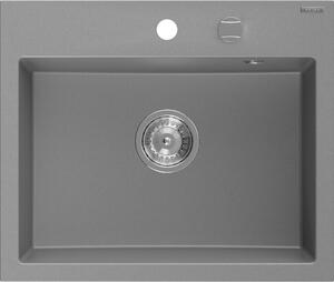 Mexen Oscar Νεροχύτης γρανίτης 1-θάλαμος 580 x 490 mm, γκρι, σιφόνι χρωμίου