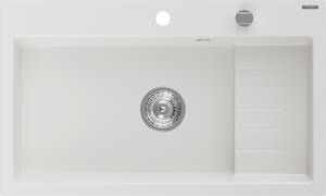 Mexen Omar νεροχύτης γρανίτης 1-διαμερίσματος 800 x 480 mm, λευκός, σιφόνι