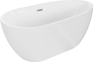 Mexen Eos ελεύθερη μπανιέρα 170 x 75 cm, λευκή, υπερχείλιση βουρτσισμένο