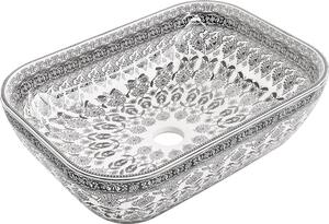 Mexen Rita νεροχύτης επιτραπέζιος 45 x 32 cm, λευκός/μαύρο σχέδιο - 21084586