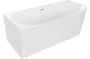 Mexen Mia γωνιακή αριστερή ελεύθερη μπανιέρα 140 x 75 cm, λευκή, υπερχείλιση