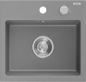 Mexen Milo νεροχύτης γρανιτένιος 1-θαλάμου 435 x 410 mm, γκρι, σιφόνι χρωμίου