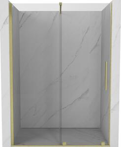 Mexen Velar συρόμενες πόρτες ντους 140 cm, διάφανες, χρυσό βουρτσισμένο