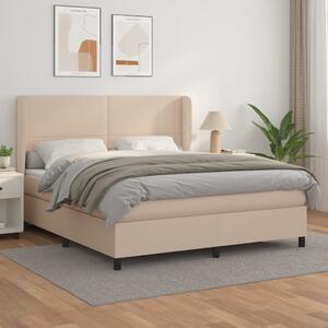 VidaXL Κρεβάτι Boxspring με Στρώμα Καπουτσίνο 160x200εκ.από Συνθ.Δέρμα