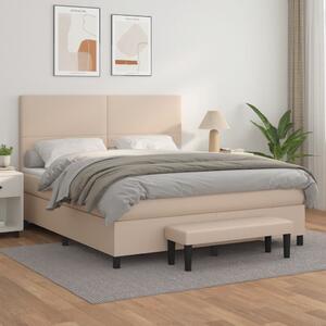 VidaXL Κρεβάτι Boxspring με Στρώμα Καπουτσίνο 180x200 εκ. Συνθ. Δέρμα