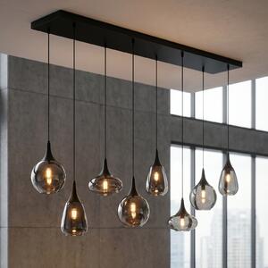 Trio Lighting Lumina κρεμαστό φωτιστικό, 8-φωτο, μαύρο/χρώμιο, γυαλί, ρυθμιζόμενος, Μαύρο, Σαλόνι / τραπεζαρία, Γυαλί