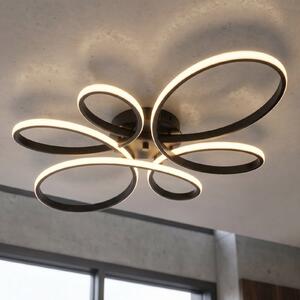 Trio Lighting Fly LED φωτιστικό οροφής, μαύρο ματ, 3.000 K, 83 cm x 45 cm, ρυθμιζόμενος, Μαύρο, Σαλόνι / τραπεζαρία, Μέταλλο, σύγχρονο