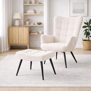 Πολυθρόνα Μπουκλέ Με Υποπόδιο (78x72x98) Spitishop Haven Beige