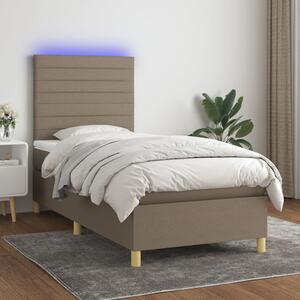 VidaXL Κρεβάτι Boxspring με Στρώμα & LED Taupe 80x200 εκ. Υφασμάτινο