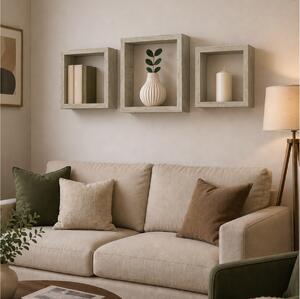 Σετ Ράφια Τοίχου Cubes Homea - Light Oak- 3 τεμάχια