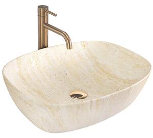 Πάγκος νιπτήρας Rea Freja Travertine Matt 51 x 39.5 x 14 cm