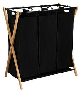 Καλάθι Απλύτων 3 Θέσεων (68x40x76) Estia Bamboo Essentials Μαύρο 02-26967
