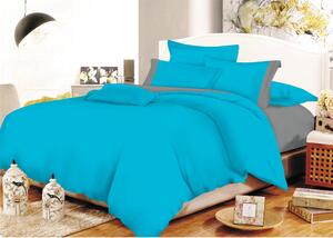 Σετ Σεντόνια ΚΟΜΒΟΣ Cotton Line Turquoise - Grey Μονόχρωμα με Φάσα Υπέρδιπλα 220x240