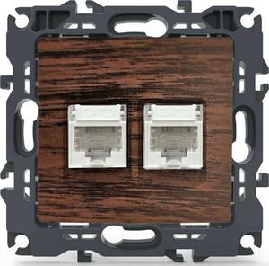 Πρίζα Τηλεφώνου Χωνευτή Prime 1000113106 2xRJ11 CAT3 Wood Effect Brown Aca