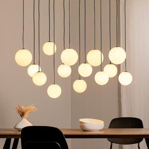Nowodvorski Lighting Κρεμαστό φωτιστικό SNOWBALL, γυαλί οπαλ/μαύρο, 100 x 34 cm, 14 G9, ρυθμιζόμενος, Λευκό, Σαλόνι / τραπεζαρία, Γυαλί