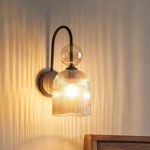 TK Lighting Φωτιστικό τοίχου Sophia, κονιάκ/μαύρο, γυαλί, ύψος 33,5 cm, E14, ρυθμιζόμενος, Γκρι, Σαλόνι / τραπεζαρία, Γυαλί