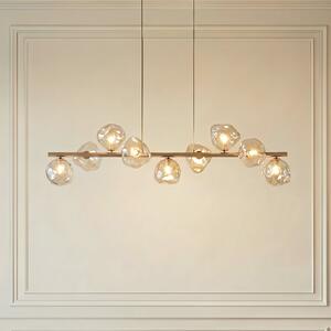 TK Lighting Κρεμαστό φωτιστικό Lava, μπεζ, 9 λαμπτήρες, γυαλί, μήκος 116 cm, G9, ρυθμιζόμενος, Μπεζ, Σαλόνι / τραπεζαρία, Γυαλί