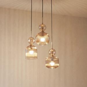 TK Lighting Κρεμαστό φωτιστικό Sophia, 3 λάμπες, Ø 41 cm, κονιάκ/μαύρο, E14, ρυθμιζόμενος, Γκρι, Σαλόνι / τραπεζαρία, Γυαλί