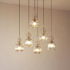 TK Lighting Κρεμαστό φωτιστικό Sophia, 6 λαμπτήρες, 65 εκ., κονιάκ/μαύρο, E14, ρυθμιζόμενος, Γκρι, Σαλόνι / τραπεζαρία, Γυαλί