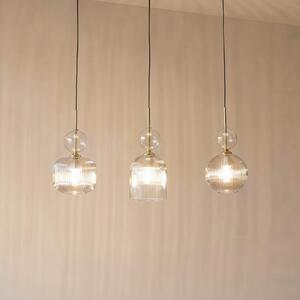 TK Lighting Κρεμαστό φωτιστικό Sophia, 3 λάμπες, 65 εκ., κονιάκ/μαύρο, E14, ρυθμιζόμενος, Γκρι, Σαλόνι / τραπεζαρία, Γυαλί