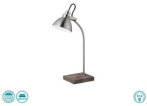 Λάμπα Επιτραπέζια Vintage Trio Lighting Timber 505000130 Νίκελ Ματ