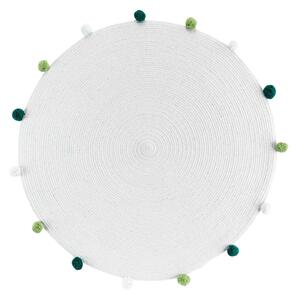 Παιδικό Στρογγυλό Πατάκι (Φ90) L-C PompomParty Blanc/Vert 1609494