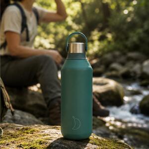Μπουκάλι Θερμός Series 2 Chilly's με χωρητικότητα 500ml και διατήρηση θερμοκρασίας 12h ζεστό / 24h κρύο - Pine Green
