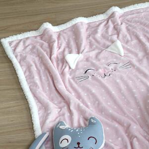 Κουβέρτα Fleece Κούνιας (90x120) Με Γουνάκι S-F Zoeline Chat Rose P1C316001