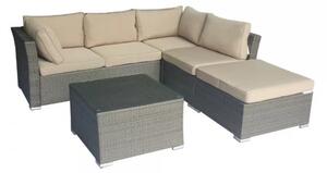 Artekko Artekko Rattan Καναπές Γωνία (140x76x60)cm (75x75x60)cm (64x75x60)cm Σκαμπό (75x75x40)cm Τραπεζάκι (69x69x42)cm Καφέ Γκρι Πλαστικ Ρατάν Ανοιχτό Καφέ Μαξιλάρι Σετ/5 248-6002