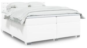 VidaXL Κρεβάτι Boxspring με Στρώμα Λευκό 200x200 εκ. Συνθετικό Δέρμα