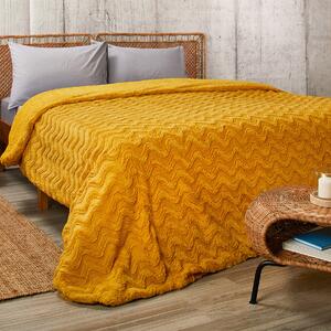 Κουβέρτα Fleece Υπέρδιπλη Με Γουνάκι (220x240) Whitegg KB127-1 Mustard