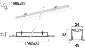 Γραμμικό Φωτιστικό Χωνευτό Viokef Sasa 3917-03198-4-W-P-N L1980 4000K Λευκό