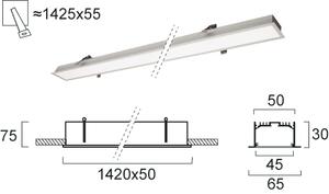 Γραμμικό Φωτιστικό Χωνευτό Viokef Station Ultra 3911-03142-4-U-N L1420 4000K Ασημί