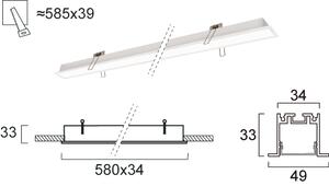 Γραμμικό Φωτιστικό Χωνευτό Viokef Sasa 3917-03058-3-W-P-N L580 3000K Λευκό