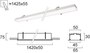 Γραμμικό Φωτιστικό Χωνευτό Viokef Station Ultra 3911-03142-4-W-D5 L1420 4000K Dimmable Λευκό