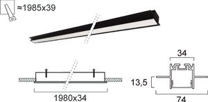 Γραμμικό Φωτιστικό Χωνευτό Viokef Sasa 3917-04198-3-B-P-N L1980 3000K Μαύρο Ματ